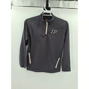 Purdue Boilermakers Genuine Stuff Large 14-16 Quarter Zip Pullover Gray Sweater